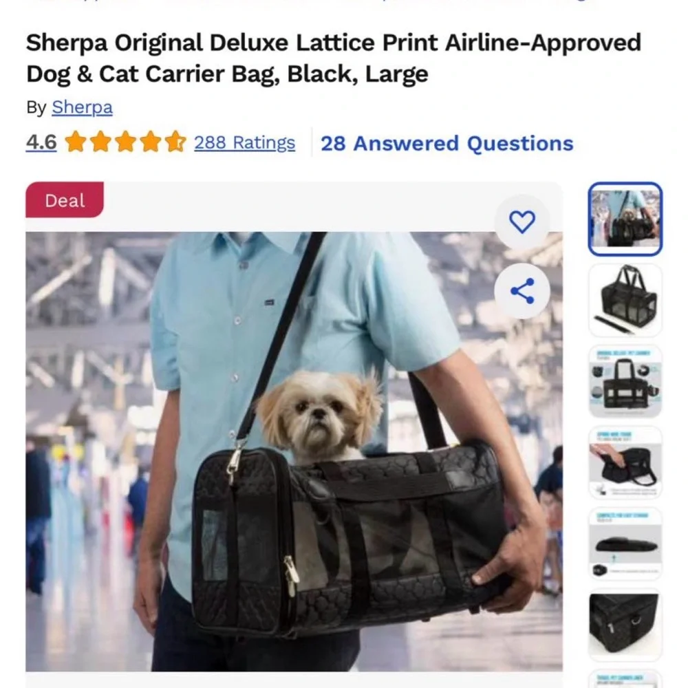Portable Black Pet Carrier Sherpa